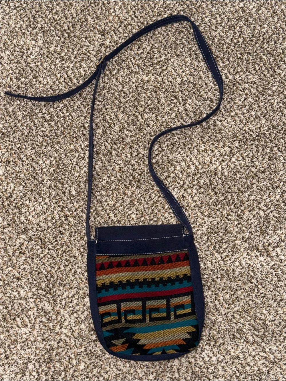 Navy Crossbody Bag with Woven Accent